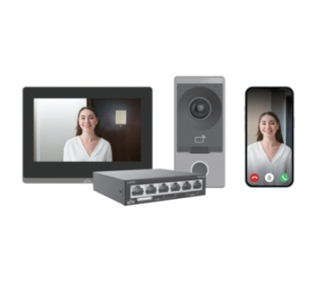 Комплект системы видеодомофонии Uniview KIT/201S/372S/NSW2020